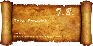 Teke Benedek névjegykártya